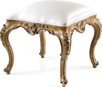 Produktbild von Casa Padrino Luxus Barock Leder Hocker Weiß / Braun - Handgefertigter Barockstil Sitzhocker mit hochwertigem Echtleder - Barock Möbel - Edel & Prunkvoll - Luxus Qualität -  Italy