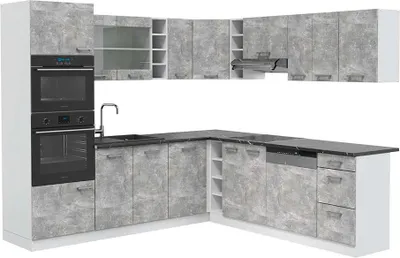 Produktbild von Eckküche Vicco R-Line Beton 247 x 60 cm , AP Anthrazit, Model 42721