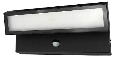 Obrázok produktu pre Vonkajšia LED nástenná lampa so senzorom PIR VELORION čierno-biela 27 W, neutrálna farba, 3375 lm, hliník, rozmery: 13,5 x 31 x 8 cm, IP65, IdeaLED