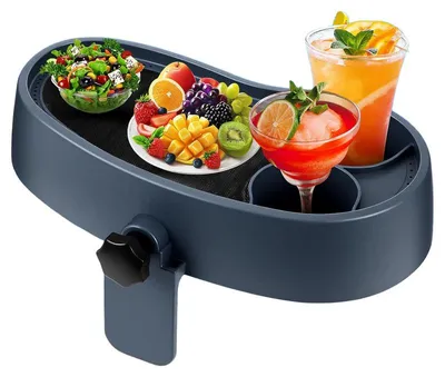 Produktbild von Verstellbares Whirlpool-Tablett – 2 Getränkehalter, passend für 5–19 cm Wandstärke, rutschfest – Für Getränke, Handy & Handtuch (Marineblau)