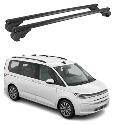 Image de Barres de toit Transversales pour VW Multivan T7 2022-2026 Aluminium Noir 2x, Image générée par une IA