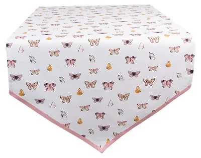 Obrázok produktu pre Clayre & Eef Bežec na stôl 50x160 cm Béžová Ružová Bavlnené motýle