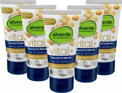 Obrázek produktu pro 5 x alverde Naturkosmetik - Vital+ noční krém / krém na obličej s olejovým komplexem (5 x 50 ml)