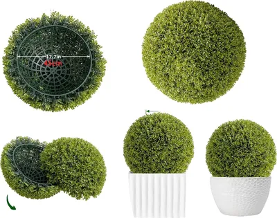 Obrázok produktu pre Umelá rastlina topiary guľa, odolný materiál, jednoduchá inštalácia, 2ks 55cm