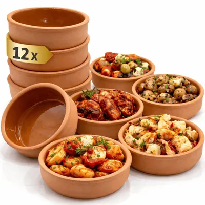 Produktbild von Tapas Schalen 12er Set Auflaufformen Tapasschalen Ton Schälchen Tonschalen Ø11,5