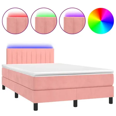 Produktbild von vidaXL Boxspringbett mit Matratze & LED Rosa 120x200 cm Samt