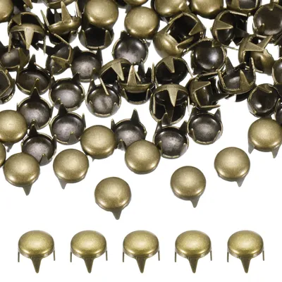 Produktbild von Runde Dom Nieten - 6 mm Durchmesser mit 4 Klauen - 180 Stück Metall Spikes für Lederhandwerk Kleidung Gürtel Taschen Schuhe - Bronze