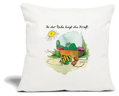 Produktbild von Spreadshirt Janosch Günter Kastenfrosch Tigerente Kissenbezug 45x45 cm, One size, Naturweiß