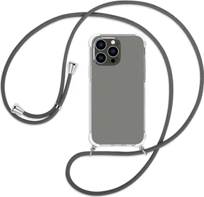 Produktbild von Handykette Backcover-Schutzhülle mit Band (Metall silberfarben) für Apple iPhone 14 Pro Max (6.7'') - dunkelgrau