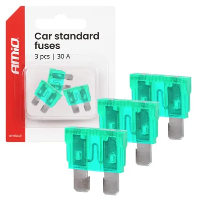 Obrázek produktu pro Ploché automobilové pojistky standard 3 ks 30A AMIO-05109
