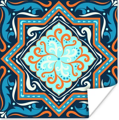 Produktbild von MuchoWow® Poster Formen - Blau - Muster 100x100 cm - Babyzimmer