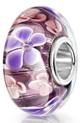 Produktbild von MATERIA by Matthias Wagner Glas Bead lila Blumen Anhänger für Armband 1486