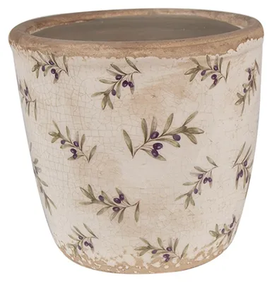 Produktbild von Clayre & Eef Blumentopf Ø 13x12 cm Beige Blau Keramik Oliven
