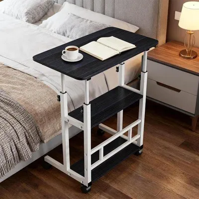 Produktbild von Laptop-Tisch – Verstellbare Ablagefläche – Schreibtisch für Homeoffice – Höhen- und Winkelverstellbar – 60 x 40 cm – Schwarz-Weiß