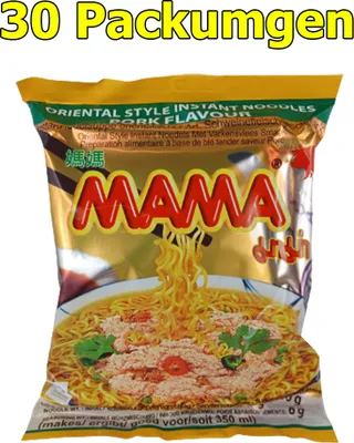 Produktbild von Mama Pork Instant Nudeln 30er Pack (30 x 60g) asiatisches Schweinefleisch