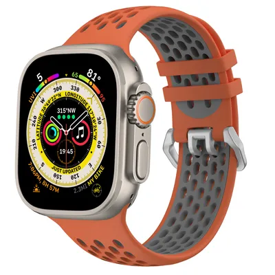 Obrázek produktu pro Sportovní řemínek na Apple Watch Cubenest silikonový oranžovo-šedý pro velikosti 42/44/45/Ultra 49 mm