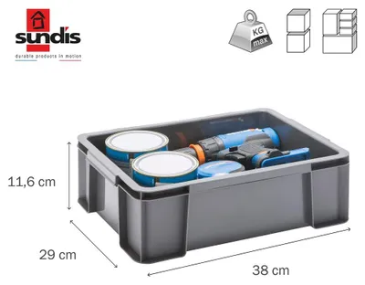 Obrázok produktu pre Krabica Bac, rozmery 38 x 29 x 11,6 cm, SUNDIS, objem 9 litrov