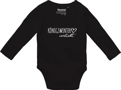 Produktbild von Huuraa Baby Body Königswinter verliebt 62 Black  Baumwolle Fairtrade Langarmbody Geschenkidee