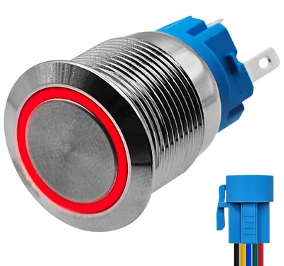 Produktbild von ProRide Metall-Momentanschalter 19 mm 220 V mit LED, spritzwassergeschützt