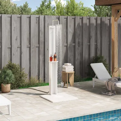 Image de Maison Exclusive - Douche d'extérieur 206 cm en pin massif et acier inoxydable blanc