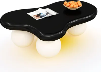 Obrázek produktu pro Konferenční stolek v designu mraků s LED osvětlením (16 barev na výběr), design mraků, kulaté nohy, elegantní doplněk do moderních obývacích pokojů a dětských pokojů