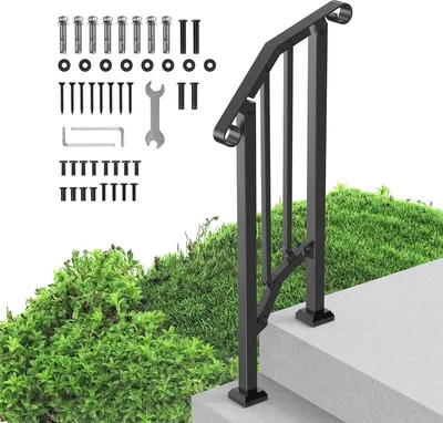 Produktbild von 1-2 Step Handrails for Outdoor for Seniors Porch Deck Retro Arch Black