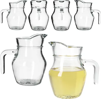Produktbild von Valentin 6er Set Glaskrug Milch-Kanne mit Henkel Weinkaraffe Limo Saft