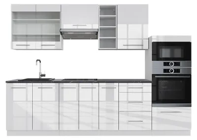 Produktbild von Küchenzeile Vicco Fame-Line Weiß Hochglanz/Weiß 280 cm ohne Arbeitsplatte, Model 36417