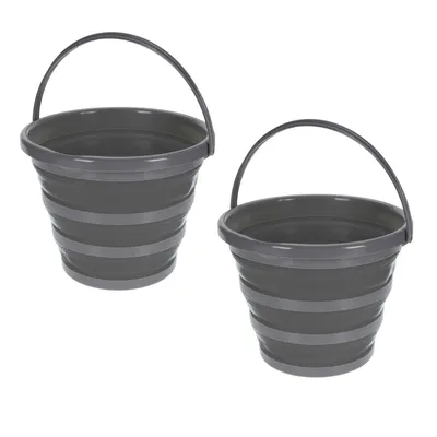 Produktbild von 2x Faltbarer Wasser Eimer 5 Liter Falteimer Campingeimer Silikon Putzeimer Wassereimer Silikoneimer