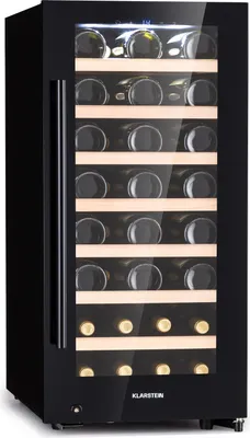 Obrázek produktu pro Klarstein vinotéka, slim, 1 zóna, skleněné dveře, UV ochrana, 5-18 °C, 38 lahví