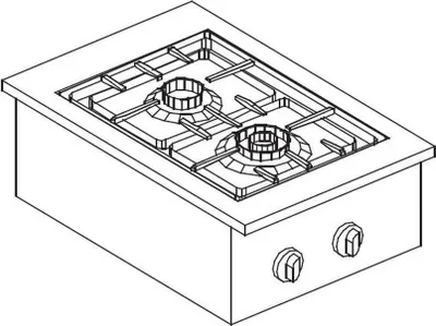 Image de Plaque de cuisson à gaz encastrable, 2 brûleurs, 7 kW