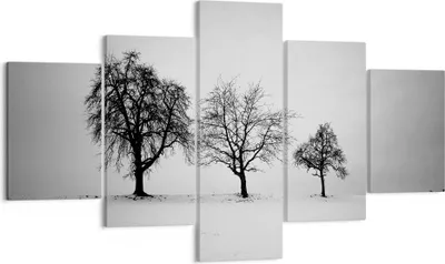 Produktbild von Bild auf Leinwand - Leinwandbild - 5 Teile - Winter Bäume Schnee - 125x70cm - Wand Bild - Wanddeko - Wandbilder - Leinwanddruck - Bilder - Wanddekoration - Leinwand bilder - Wandbild - EA125x70-4958