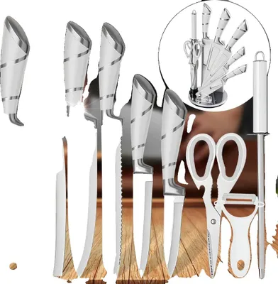 Produktbild von Küchenmesser Set, langlebiger Edelstahl, ergonomisches Design, WEISS