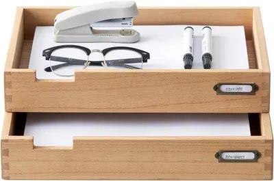 Produktbild von Famanu Papierlade Set aus Holz – Stapelbar, für Dokumentenablage – Natur