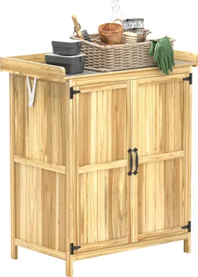 Immagine prodotto di Casetta da giardino Outsunny in legno, casetta per attrezzi resistente alle intemperie 74x43x88cm, casetta per attrezzi