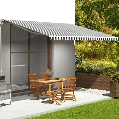 Obrázek produktu pro Maison Exclusive – Náhradní látka na markýzu, barva antracit a bílá, rozměry 500 x 350 cm, materiál: polyester