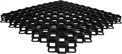 Produktbild von 60x60x4 cm Kunststoff Rasenwaben Bodenwaben Rasengitter Rasengitterplatten Paddockplatten Schwarz