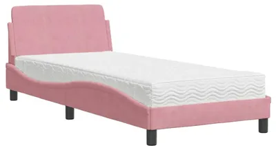 Produktbild von vidaXL Bett mit Matratze "Dover" Rosa 80x200 cm Samt