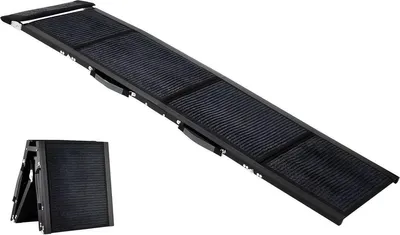 Productafbeelding van Hondenrampen 180x50 cm, opvouwbaar – Aluminium hondenloopbrug geschikt tot 120 kg – Antislip oppervlak voor auto, SUV, bed – Zwart