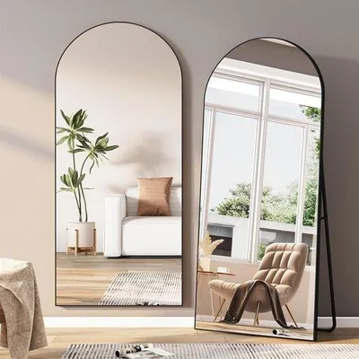 Image de Grand miroir mural avec cadre en métal noir - 180 x 80 cm - format plein