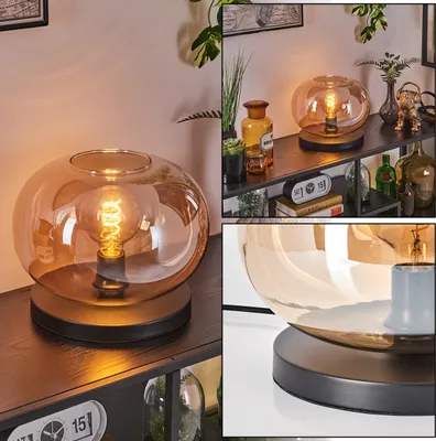 Produktbild von Carrone Tischlampe aus Metall/Glas in Schwarz/Bernsteinfarben