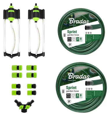 Produktbild von 1/2 Zoll Gartenbewässerungsset mit 2 Viereckregner und Gartenschlauch