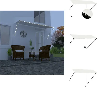 Zdjęcie produktu dla vidaXL Wysuwana markiza z diodami LED 300×150 cm kremowa - Markizy