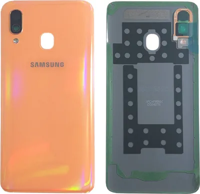Image de Couvercle de batterie Samsung GH82-19406D pour Galaxy A40 A405F + pastille adhésive orange - Neuf