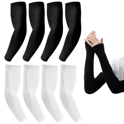 Immagine prodotto di 4 paia di maniche lunghe per uomo e donna, protezione UV UPF 50+, compressione, colore nero/bianco