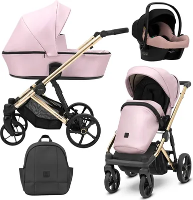 Immagine prodotto di Kunert ARIZO PREMIUM 3in1 in ecopelle rosa con struttura dorata e accessori Cosmo