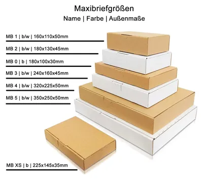 Produktbild von 25 Maxibriefkartons 160 x 110 x 50 mm (Braun) "MB-1"