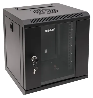 10 Zoll Serverschrank mit 6 Höheneinheiten von HMF mit 31.2 cm Breite in Schwarz