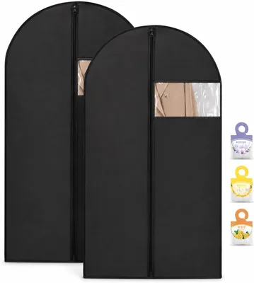 Productafbeelding van Kledingbeschermhoezen - Set van 2 - 60 x 120 cm - Stofdicht - Transparant venster - Kledingafdekking met ritssluiting