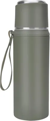 Immagine prodotto di Borraccia termica Unyqoos® grigia – 800 ml, isolata sottovuoto, acciaio inossidabile 316, 27 × 8,5 cm, mantiene le bevande calde per 18 ore e fredde per 24 ore, a prova di perdite, lavabile in lavastoviglie